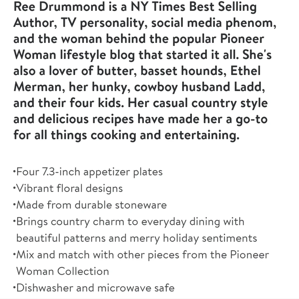 🎄 New Pioneer Woman Merry Meadow Assorted 7.3 Inch Appetizer Plates Set - Picture 4 of 10